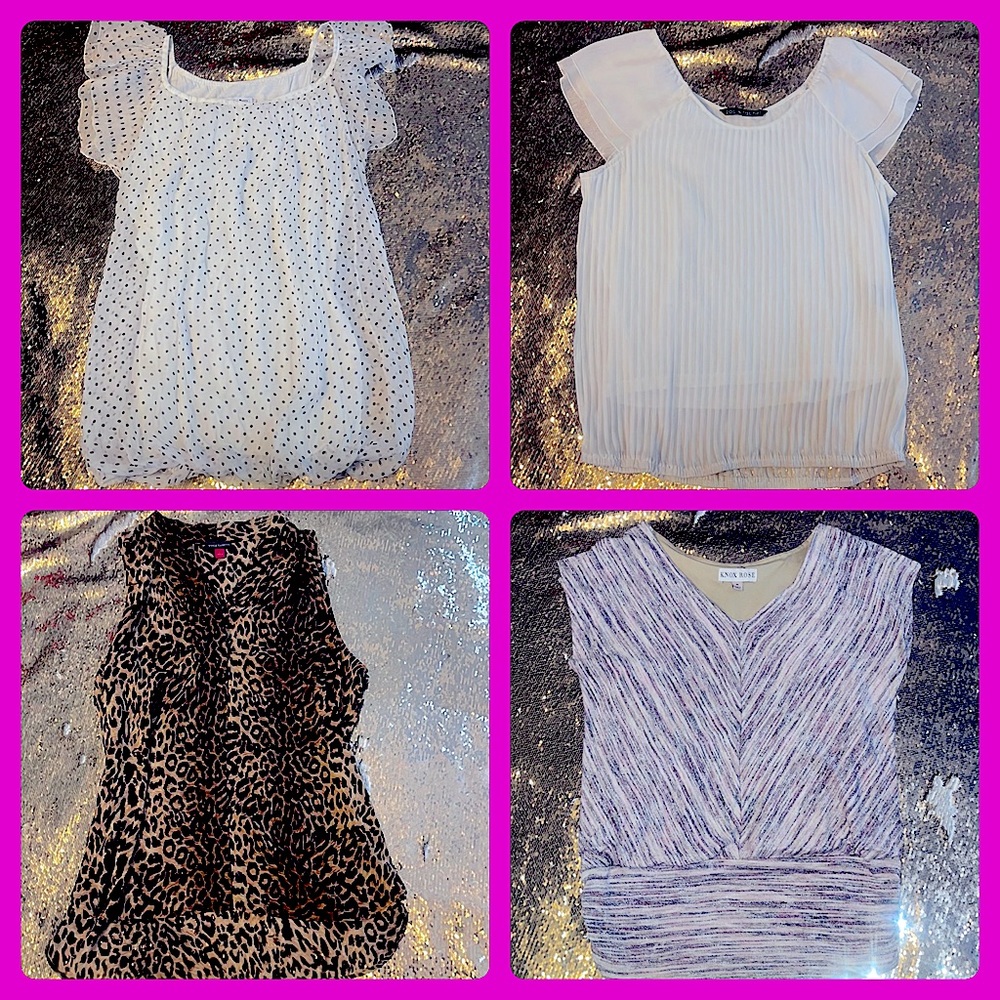 Set of 4 Flowy Blouses- Size Large